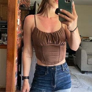 Hollister Brown Ruched Bustier Camisole